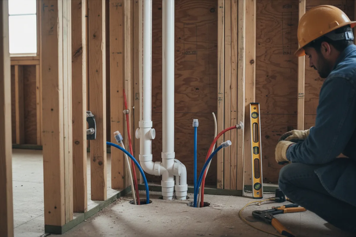 Drain and supply rough-in during Sump Pump Repair in Moscow Mills