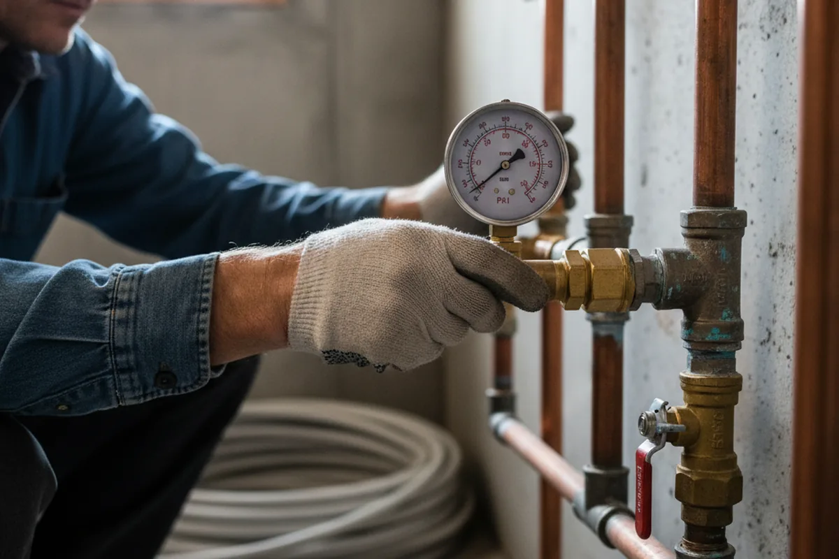 Pressure testing a repaired line during Water Line Repair in Moscow Mills